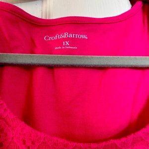 Beautiful pink sleeveless shirt with knitted front design, perfect for any day